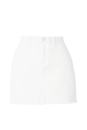 White Akania frayed organic denim mini skirt | By Malene Birger | NET-A-PORTER