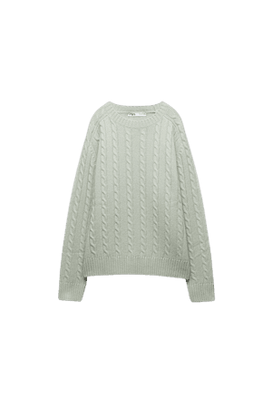 100% CASHMERE CABLE KNIT SWEATER - Sea green | ZARA United States