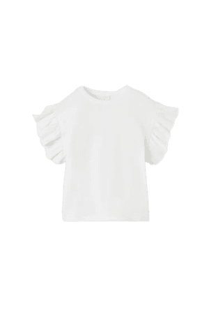 white ruffle shirt