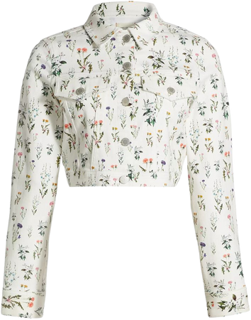 Shop Alice + Olivia Nelson Floral Cropped Denim Jacket | Saks Fifth Avenue