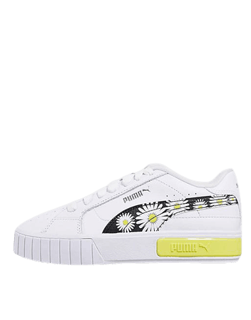 PUMA Cali Star sneakers with daisy print in white and yellow | ASOS