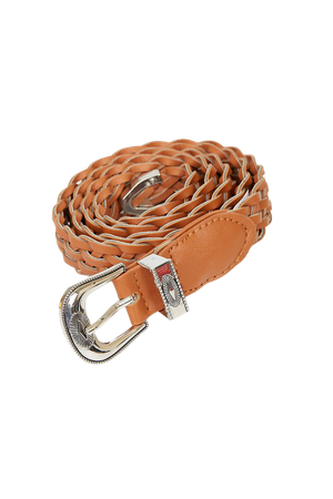 Brown and Silver Belt - Faux Leather Belt - Woven Belt - Lulus