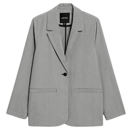 Grey structured single breasted blazer - Grey dark fishbone - Monki WW
