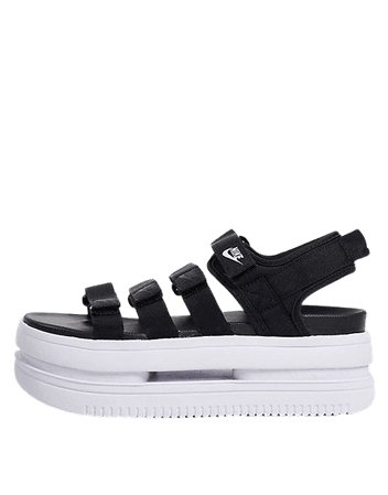 Nike Icon Classic platform sandals in black/white | ASOS