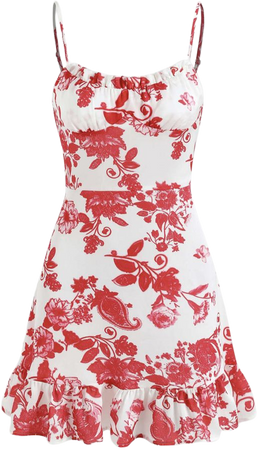 red and white floral dress
