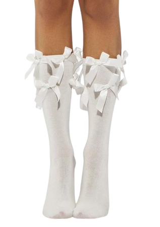 Ribbon Bow Crew Socks - White | Dolls Kill