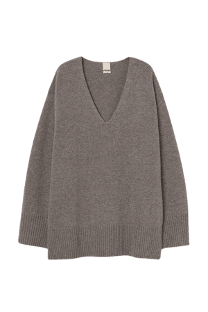 Oversized Wool-blend Sweater - Dark greige - Ladies | H&M US