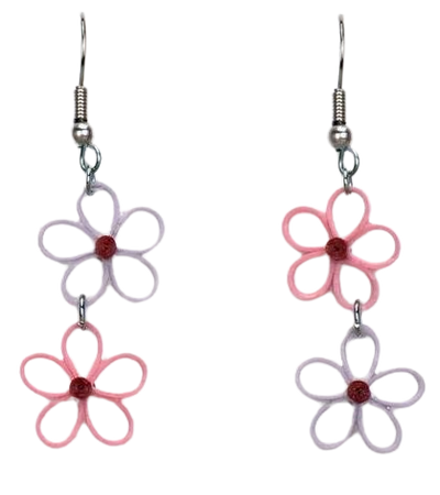 pink and lavender flower earrings