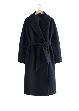 Belted Voluminous Wool Coat - Navy - Woolcoats - & Other Stories