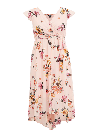 Blush Pink Floral Chiffon Hi-Lo Dress | Torrid