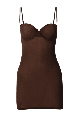brown fitted dress