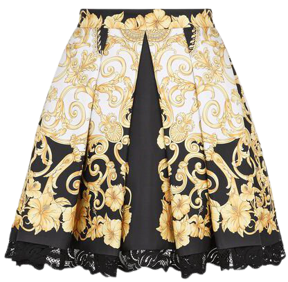 Versace Gold Hibiscus Silk Twill Skirt for Women | US Online Store