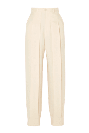 Ivory Pleated wool tapered pants | Gucci | NET-A-PORTER