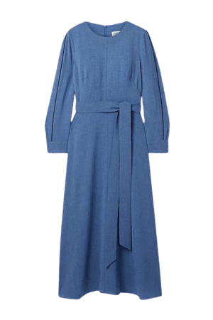 Cefinn - Zoe Belted Voile Midi Dress - Blue
