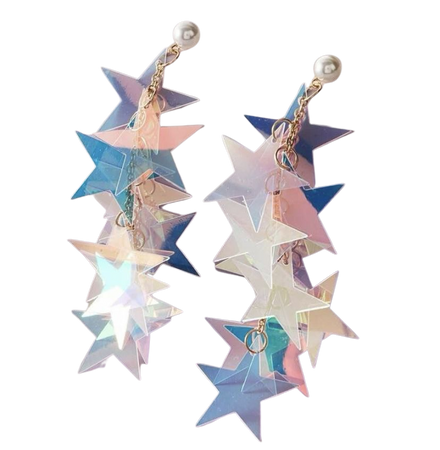holographic star earrings