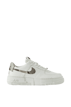 Off-white Air Force 1 Pixel smooth and snake-effect leather sneakers | Nike | NET-A-PORTER