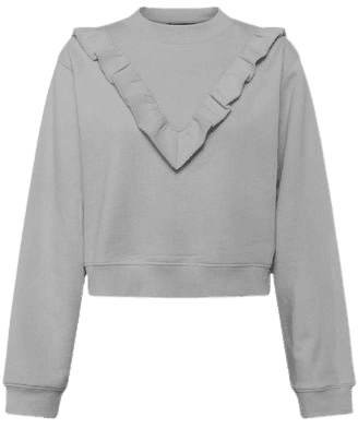 Ruffle Crew Neck Sweatshirt Light Grey Mel– French Connection US