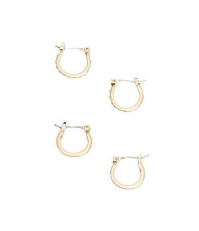 ALLSAINTS US: Womens Jada Huggie Pearl Hoop Earring Set (pearl_warm_brass)