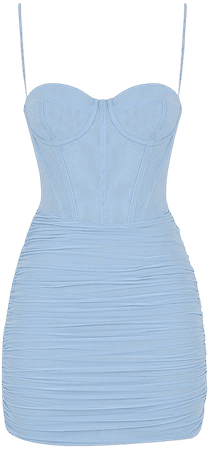 'Magical' Powder Blue Mesh Corset Mini Dress - Mistress Rock