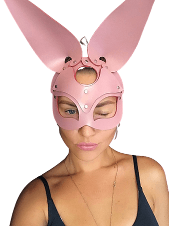 Leather rabbit mask fetish mask mature bunny mask black | Etsy