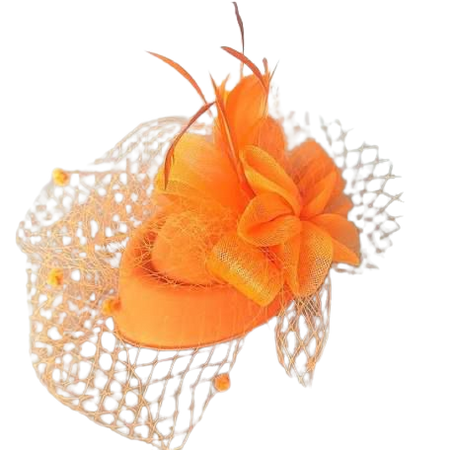 orange fascinator hat