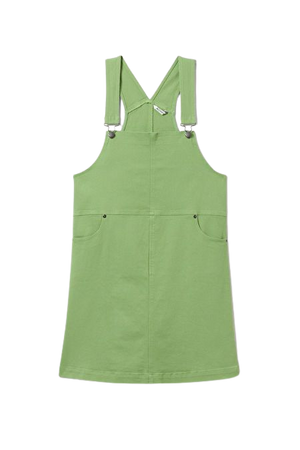Knee Lenght Dungaree Dress - Lime Green - Monki WW