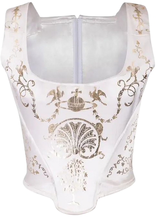 A/W 1991 Vivienne Westwood White and Gold Boulle Print Corset For Sale at 1stDibs