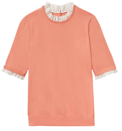 Woven Mix Knitted T-Shirt - Chalky Coral | Boden US