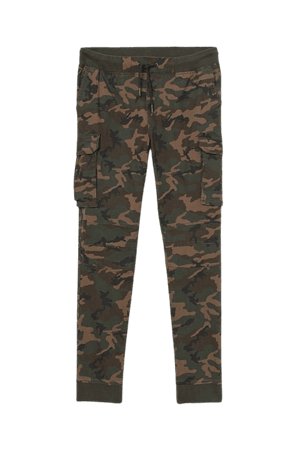 Cotton Cargo Joggers - Dark khaki green/patterned - Men | H&M US
