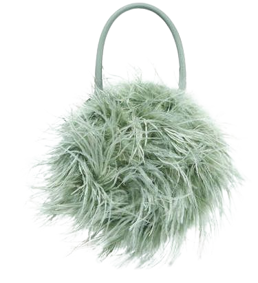 Zadie Feather-embellished Leather Tote - Sage green