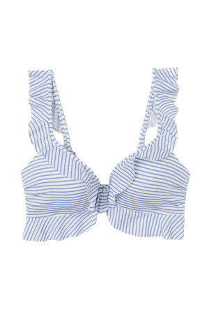 Blue Striped Bikini Top
