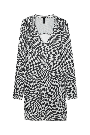 Fitted Dress - Black/white checked - Ladies | H&M US