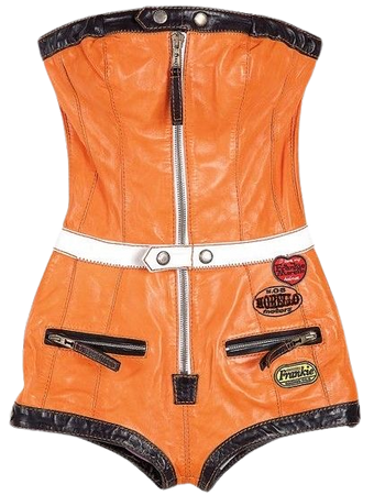 Orange Leather Bodysuit