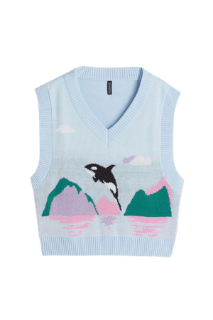 Knit Sweater Vest - Light blue/orca - Ladies | H&M US