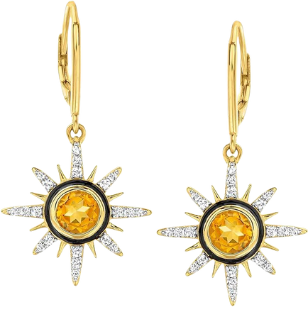 Amazon.com: Ross-Simons 1.40 ct. t.w. Citrine and .60 ct. t.w. White Topaz Sun Drop Earrings in 18kt Gold Over Sterling: Clothing, Shoes & Jewelry