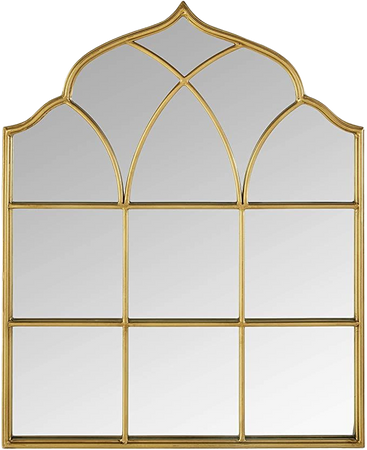 Amazon.com: Amazon Brand - Ravenna Home Vintage Windowpane Metal Mantel Mirror, 25"H, Gold: Home & Kitchen