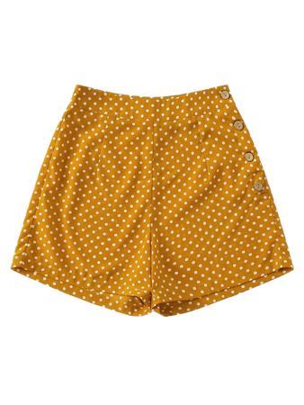 High Waist Button Side Dot Shorts | ROMWE