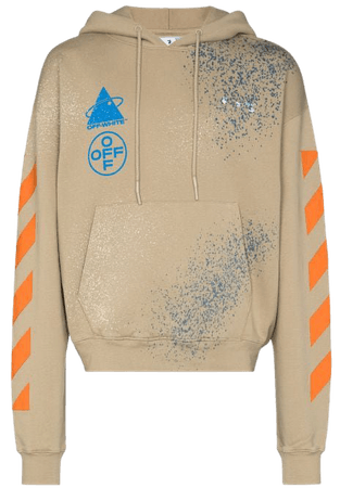 Shop brown Off-White x Browns 50 paint-splatter hoodie with Express Delivery - Farfetch
