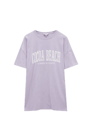 Mauve T-shirt with printed graphic - pull&bear