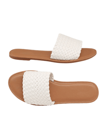 Faux Leather Basketweave Slip-On Sandals | SHEIN USA