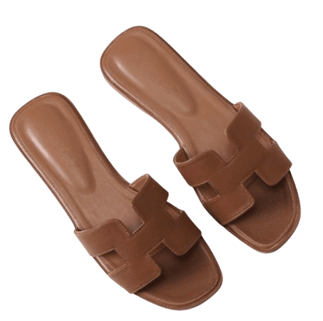 brown sandal slides