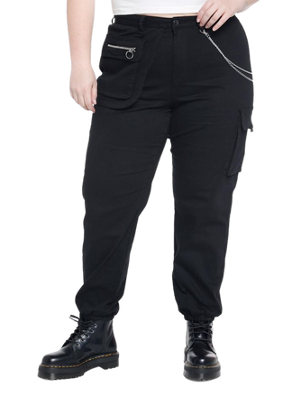 Black Side Chain Cargo Jogger Pants Plus Size | Hot Topic