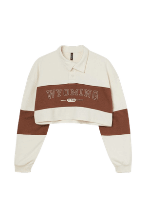 H&M+ Rugby Crop Shirt - Cream/Wyoming - Ladies | H&M US