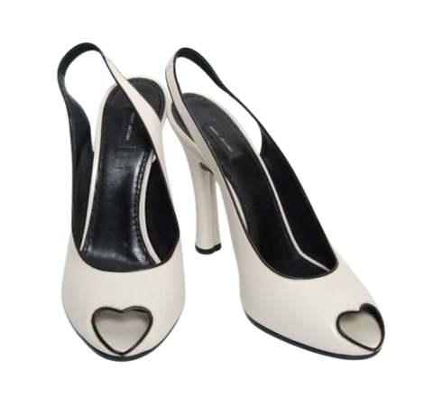 Marc Jacobs Women White Slingback Shoes Leather Ankle Strap Heels Sandal EU 39 | eBay