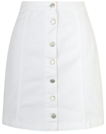 New Look Tall White Button Front Denim Mini Skirt