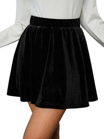 SHEIN BAE High Waist Solid Velvet Skirt | SHEIN USA