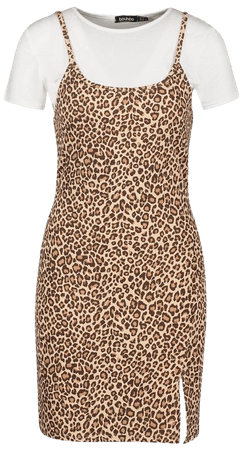 Leopard Cami T-shirt Slip Dress | Boohoo