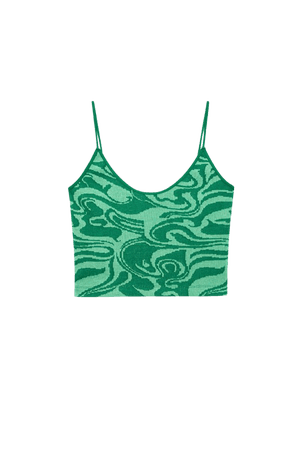 Green wavy print jacquard top - pull&bear