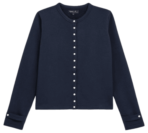 navy blue cotton fleece Rosana snap cardigan