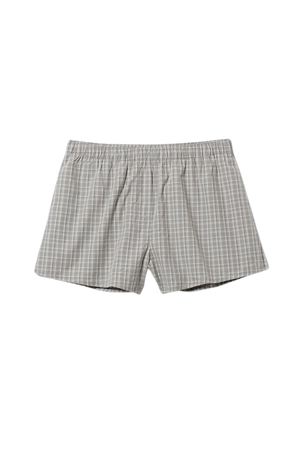 Relaxed Boxer Cotton Shorts - Light Grey Check - Weekday WW